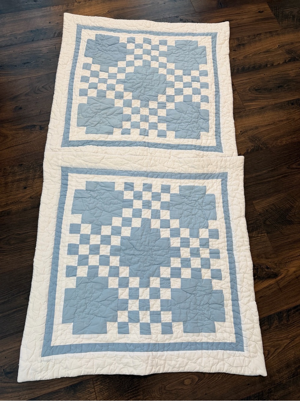 TWO Lands' End Blue White Cotton Quilted Pillow Cases Euro Sham